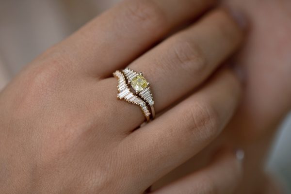 Fancy Yellow Diamond Ring with GIA certified diamond Discount