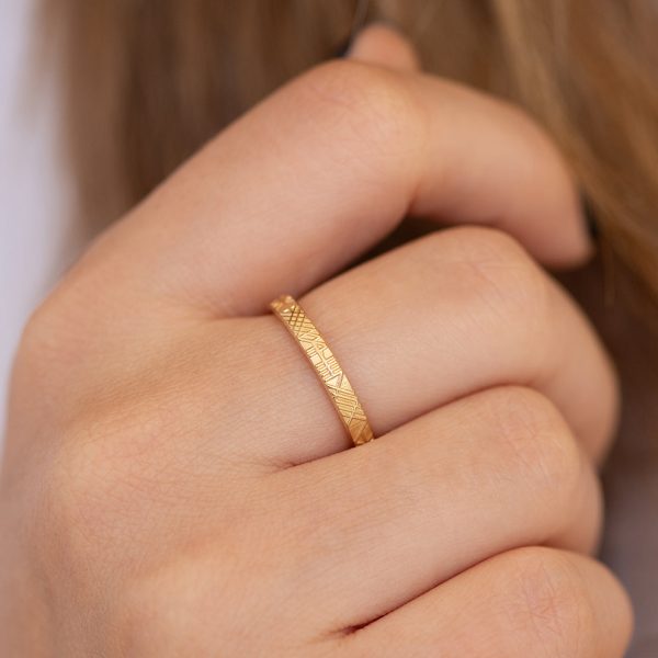 The Unique and Geometric - A Set of Golden Wedding Bands For Cheap