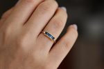 Blue Sapphire Baguette Engagement Ring - Art Deco Blue Sapphire Ring Discount