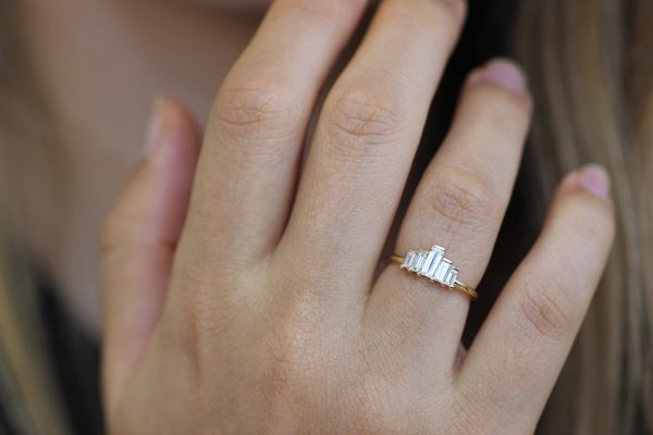 Art Deco Engagement Ring Set with Baguette Cut Diamonds on Sale