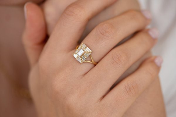 Baguette Cut Engagement Ring - Baguette Temple Ring Cheap