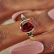 Mars OOAK Red Garnet Oval & Black Half Moon Diamond Engagement Supply