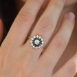 Black and White Diamond Engagement Ring - Flower Diamond Cluster Ring Sale