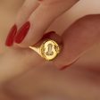 Statement Signet Ring with a F.U. Diamond and Hand Engraving Online Sale