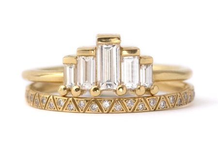 Art Deco Engagement Ring Set with Baguette Cut Diamonds on Sale