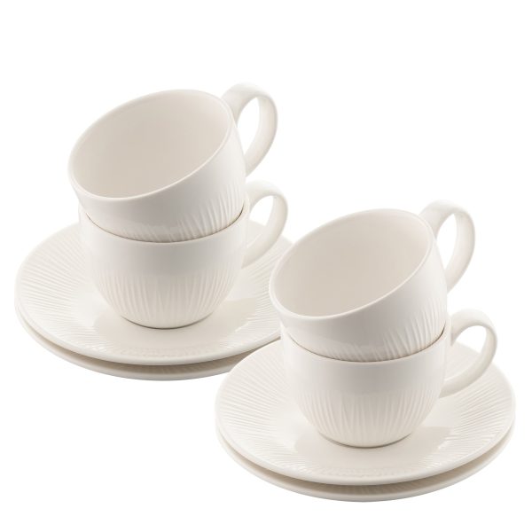 Belleek Living Erne Teacup & Saucer Set of 4 on Sale