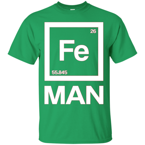 Fe Man Iron Science T-shirt White Periodic Table T-shirt Online now