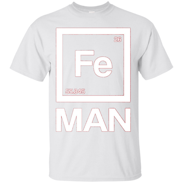 Fe Man Iron Science T-shirt White Periodic Table T-shirt Online now