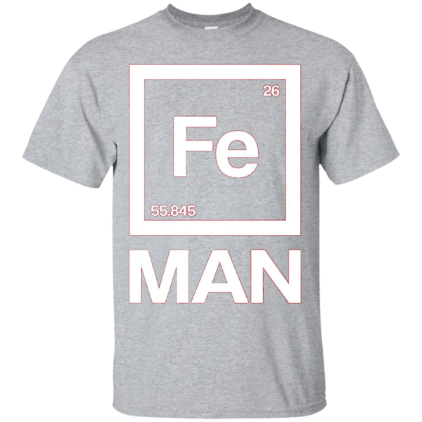 Fe Man Iron Science T-shirt White Periodic Table T-shirt Online now