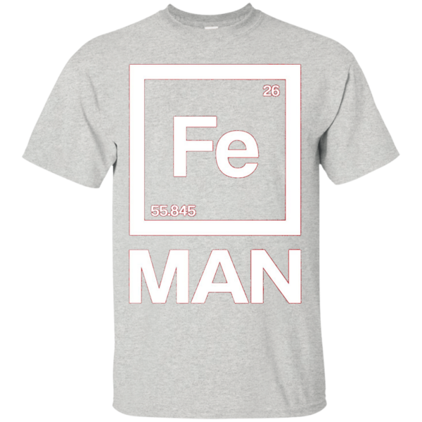 Fe Man Iron Science T-shirt White Periodic Table T-shirt Online now